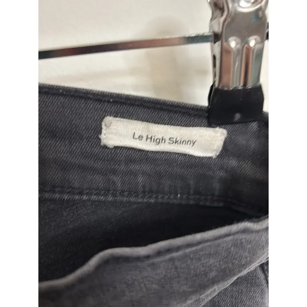 FRAME Jeans Womens 27 Black Le High Skinny Quinby Asymmetrical Frayed Hem